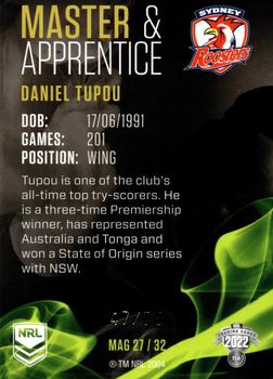 2022 NRL Traders - Master & Apprentice Green #MAG27 Daniel Tupou Back